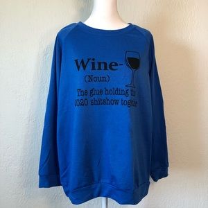 Lightweight blue sweatshirt.